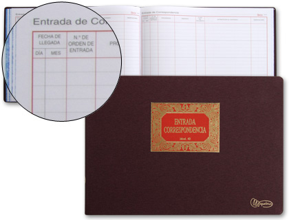 LIBRO MIQUELRIUS N.42 FOLIO APAISADO 100 HOJAS ENTRADA DE CORRESPONDENCIA