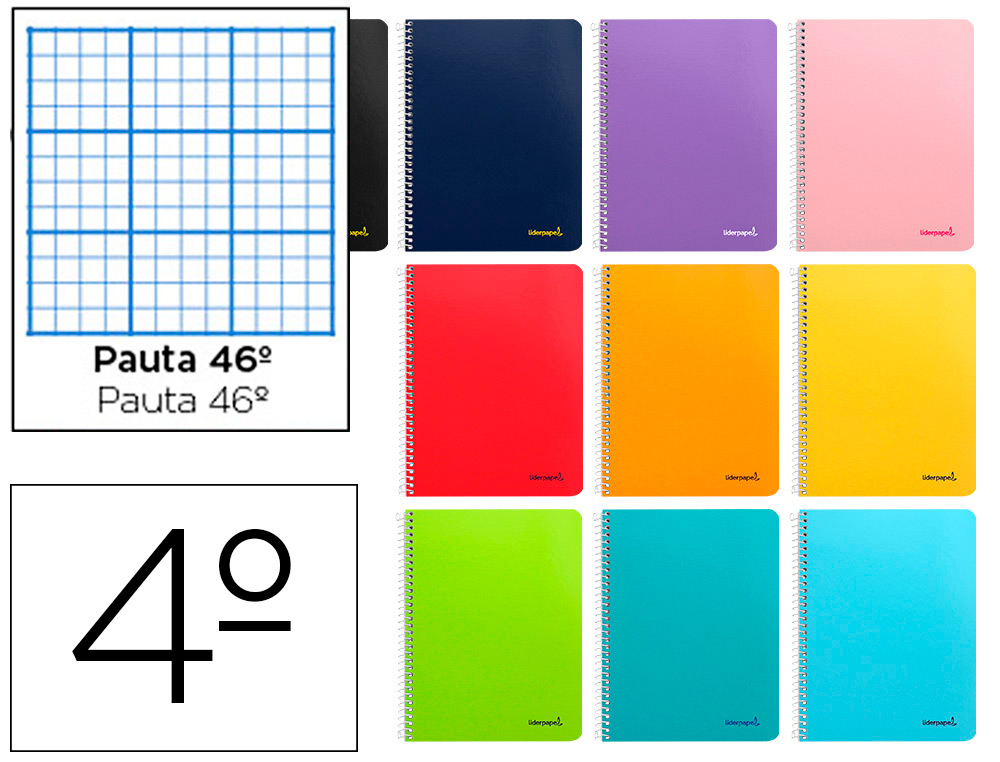 CUADERNO ESPIRAL LIDERPAPEL CUARTO SMART TAPA BLANDA 80H 60GR RAYADO N46 COLORES SURTIDOS