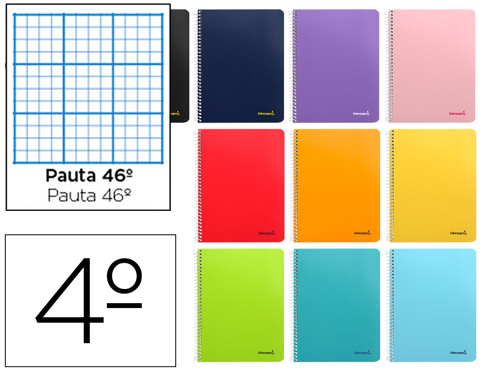 CUADERNO ESPIRAL LIDERPAPEL CUARTO WITTY TAPA DURA 80H 75GR RAYADO N46 COLORES SURTIDOS