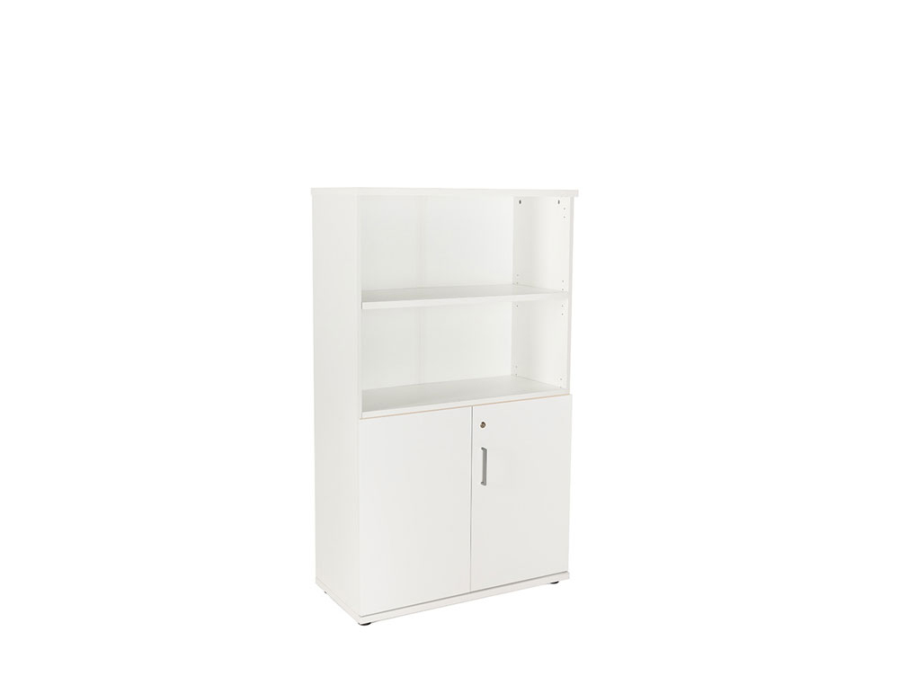 ARMARIO ROCADA CON TRES ESTANTES Y DOS PUERTAS INFERIORES SERIE STORE 156X90X45 CM ACABADO BCO/BCO