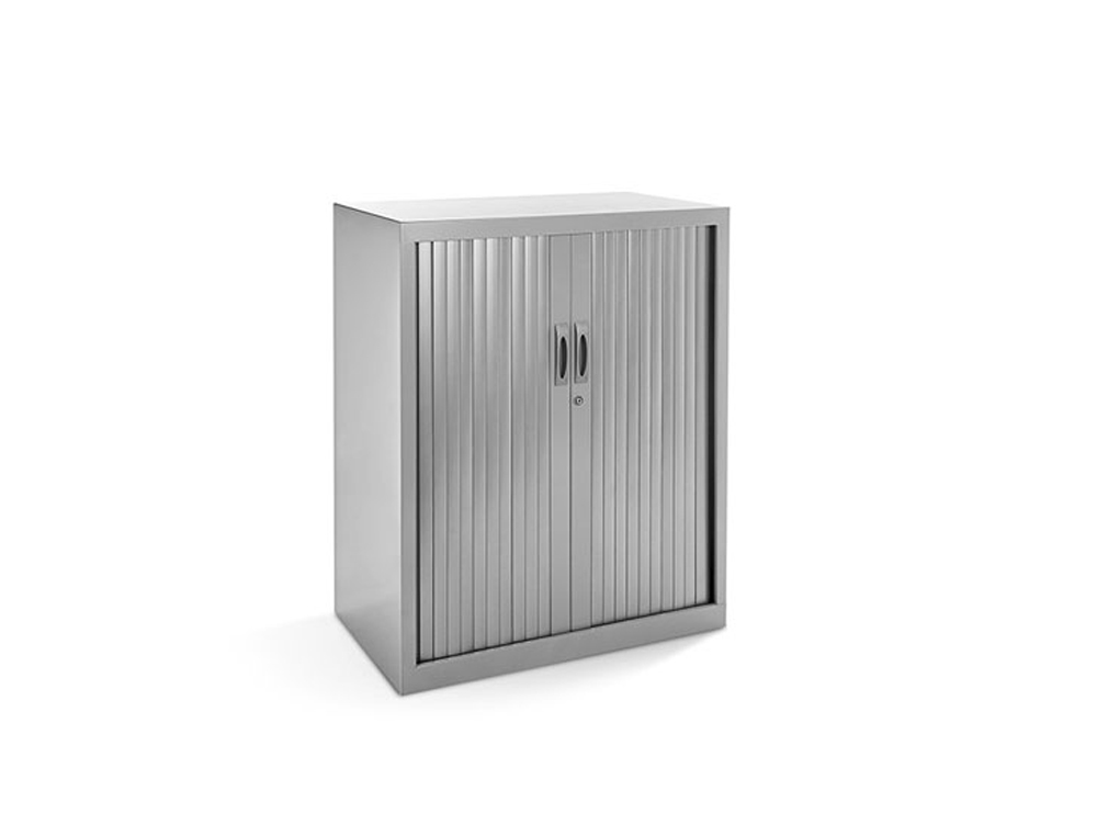 ARMARIO METALICO ROCADA DOS PUERTAS TIPO PERSIANA CON DOS BALDAS SERIE STORE 105X80X45 CM ACABADO GRIS/GRIS