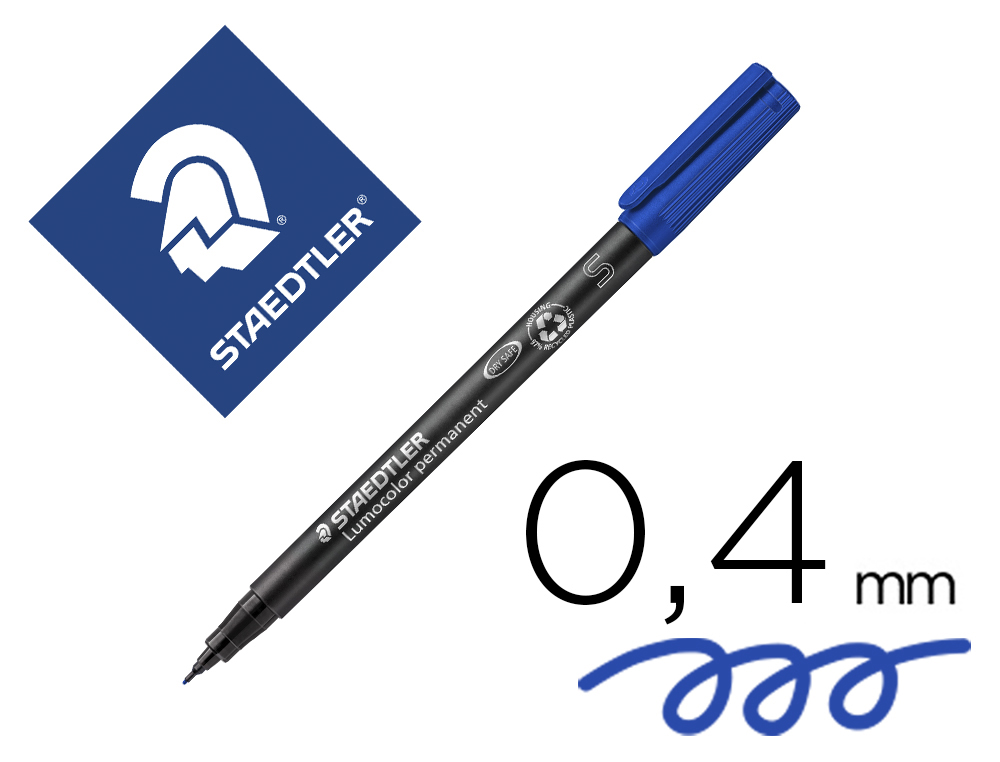 ROTULADOR STAEDTLER LUMOCOLOR RETROPROYECCION PUNTA DE FIBRA PERMANENTE 313-3 AZUL PUNTA SUPER FINA REDONDA 0.4 MM
