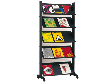 EXPOSITOR PAPERFLOW DE SUELO MOVIL METALICO CON 5 REPISAS COLOR NEGRO 855X1675X385 MM
