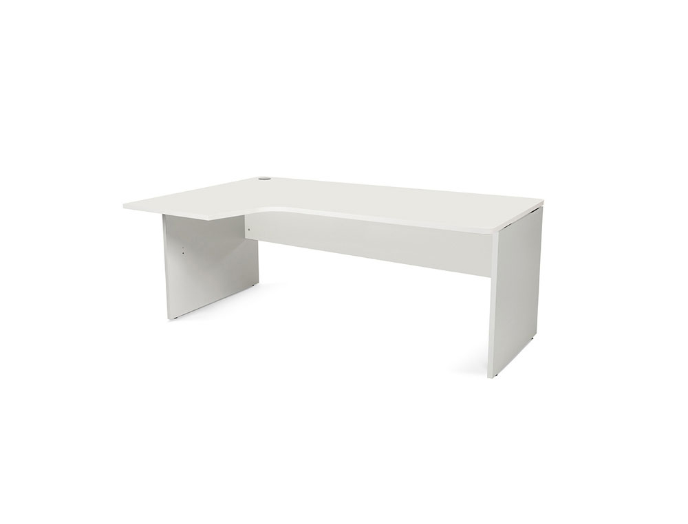 MESA ROCADA SERIE WORK 180X110X76 CM IZQUIERDA ACABADO AN04 GRIS/BLANCO
