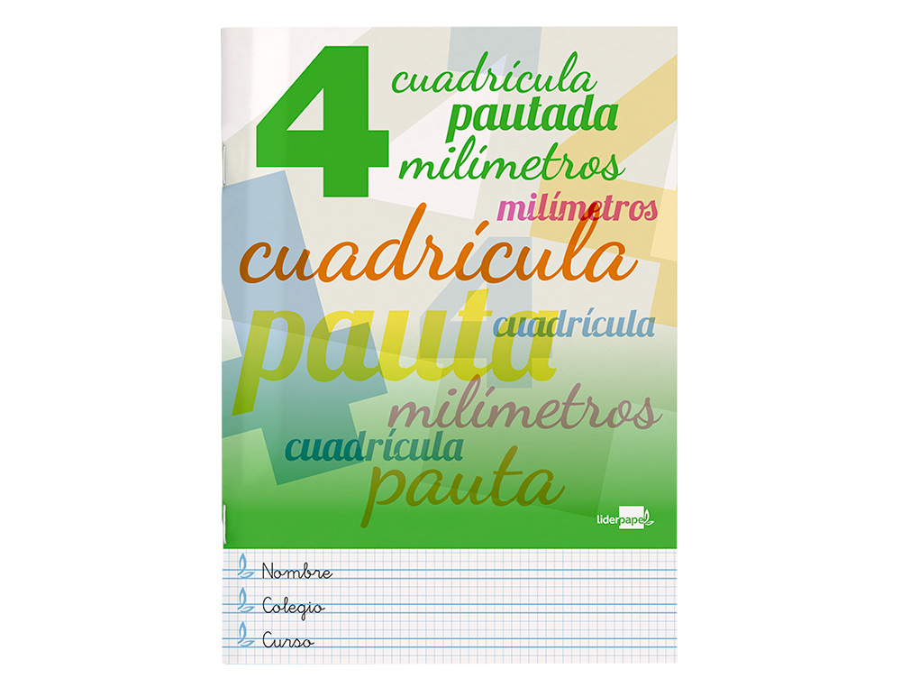 LIBRETA LIDERPAPEL PAUTAGUIA TAPA CARTONCILLO 32 HOJAS DIN A4 70GR CUADRICULADO PAUTADO 4 MM