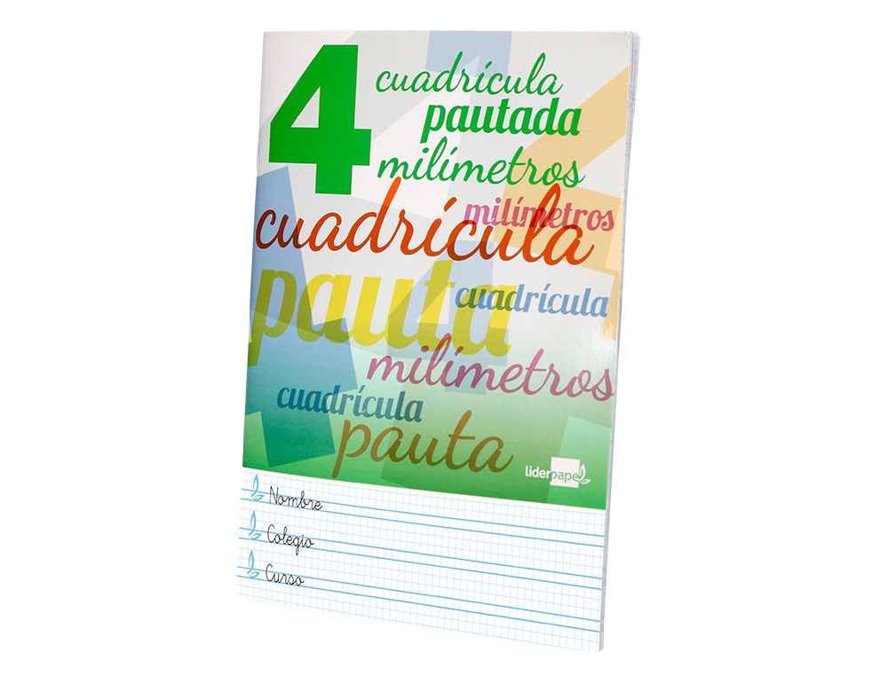 LIBRETA LIDERPAPEL PAUTAGUIA TAPA CARTONCILLO 32 HOJAS DIN A4 70GR CUADRICULADO PAUTADO 4 MM