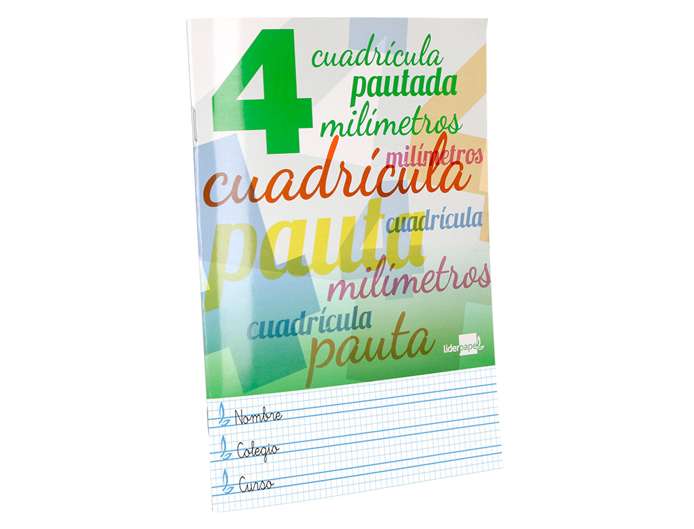 LIBRETA LIDERPAPEL PAUTAGUIA TAPA CARTONCILLO 32 HOJAS DIN A4 70GR CUADRICULADO PAUTADO 4 MM