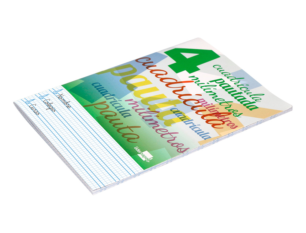 LIBRETA LIDERPAPEL PAUTAGUIA TAPA CARTONCILLO 32 HOJAS DIN A4 70GR CUADRICULADO PAUTADO 4 MM