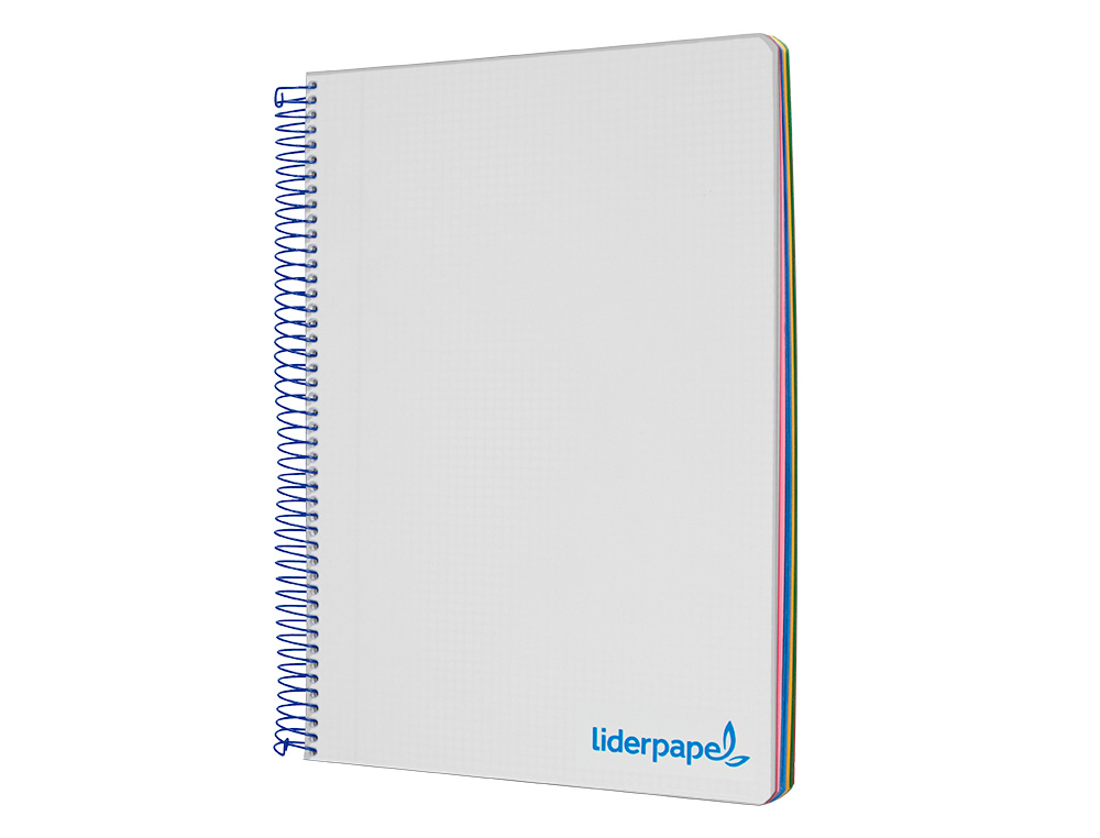 CUADERNO ESPIRAL LIDERPAPEL A4 MICRO WONDER TAPA PLASTICO 120H 90GR CUADRO 5MM 5 BANDAS 4 TALADROS COLOR GRIS