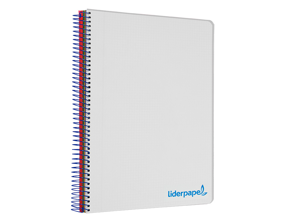CUADERNO ESPIRAL LIDERPAPEL A4 MICRO WONDER TAPA PLASTICO 120H 90GR CUADRO 5MM 5 BANDAS 4 TALADROS COLOR GRIS