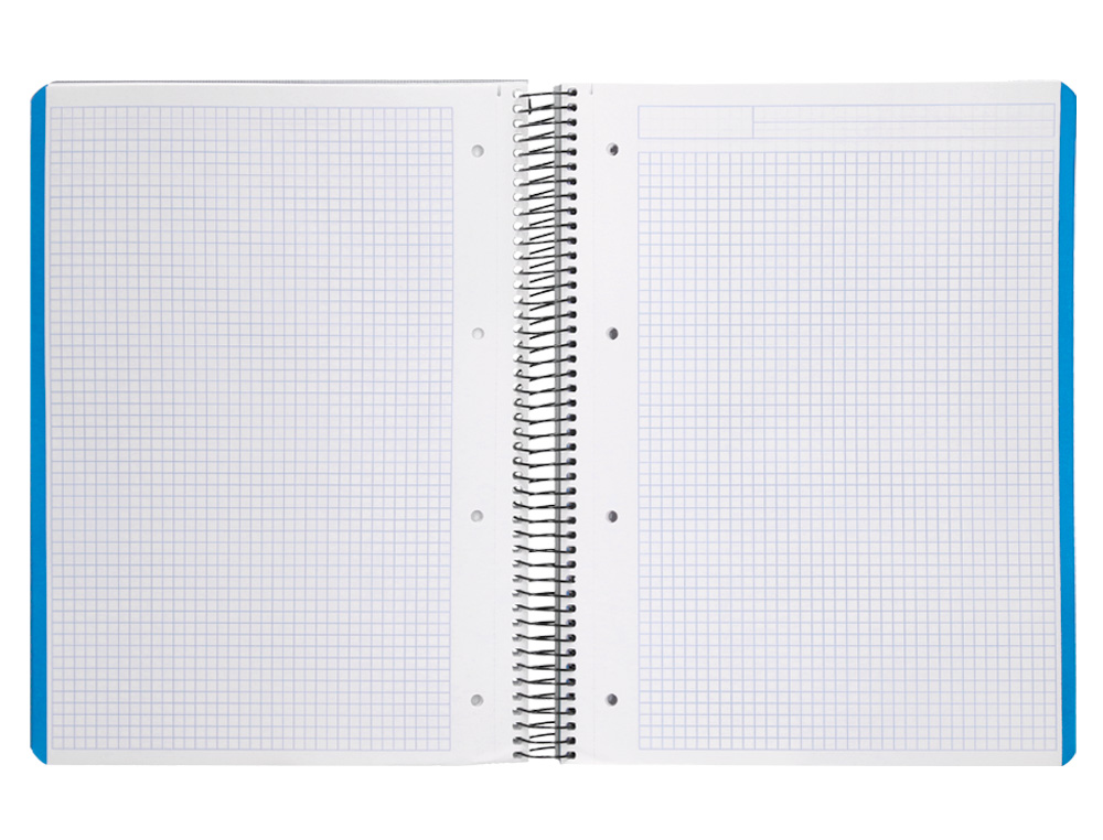 CUADERNO ESPIRAL LIDERPAPEL A4 MICRO WONDER TAPA PLASTICO 120H 90GR CUADRO 5MM 5 BANDAS 4 TALADROS COLOR GRIS