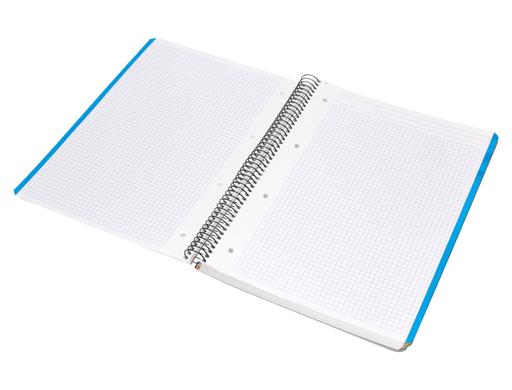 CUADERNO ESPIRAL LIDERPAPEL A4 MICRO WONDER TAPA PLASTICO 120H 90GR CUADRO 5MM 5 BANDAS 4 TALADROS COLOR GRIS