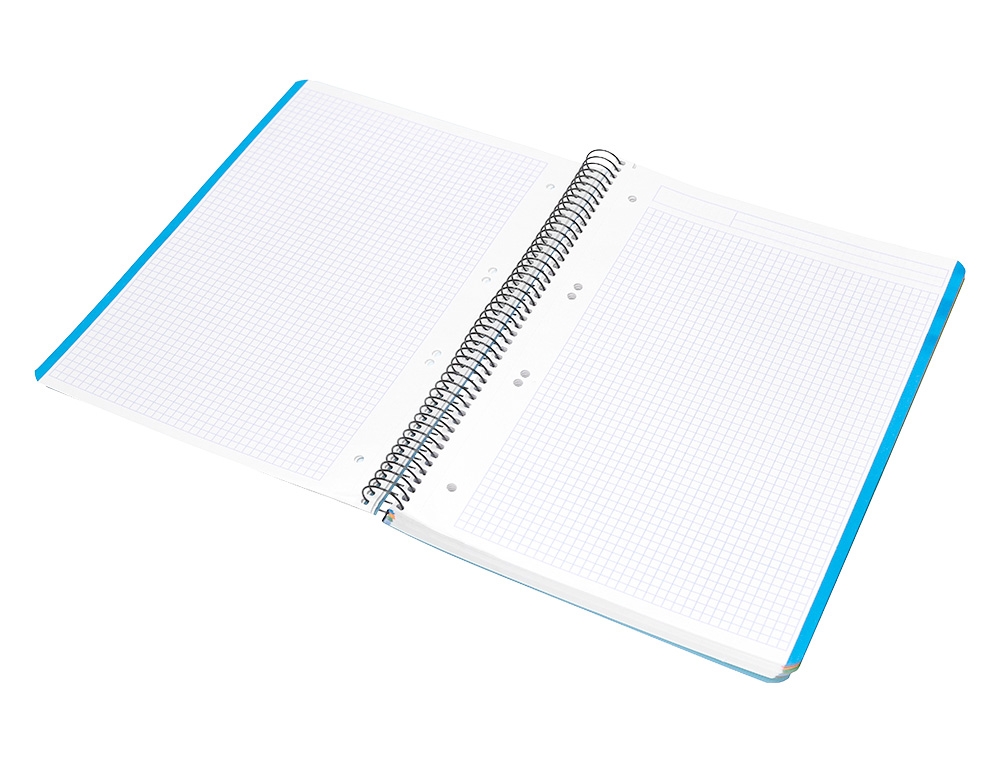CUADERNO ESPIRAL LIDERPAPEL A5 MICRO WONDER TAPA PLASTICO 120H 90GR CUADRO 5MM 5 BANDAS 6 TALADROS COLOR CELESTE