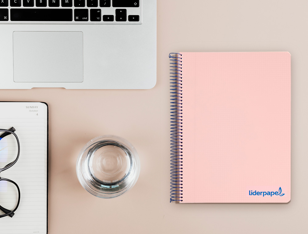 CUADERNO ESPIRAL LIDERPAPEL A5 MICRO WONDER TAPA PLASTICO 120H 90GR CUADRO 5MM 5 BANDAS 6 TALADROS COLOR ROSA
