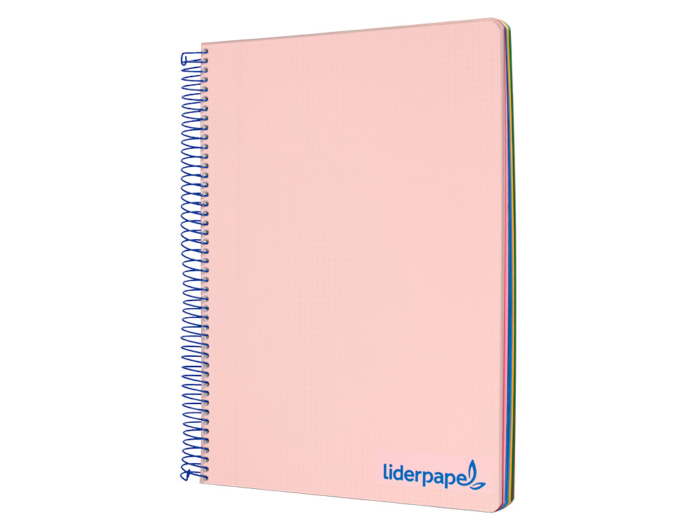 CUADERNO ESPIRAL LIDERPAPEL A5 MICRO WONDER TAPA PLASTICO 120H 90GR CUADRO 5MM 5 BANDAS 6 TALADROS COLOR ROSA