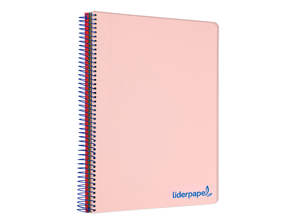 CUADERNO ESPIRAL LIDERPAPEL A5 MICRO WONDER TAPA PLASTICO 120H 90GR CUADRO 5MM 5 BANDAS 6 TALADROS COLOR ROSA