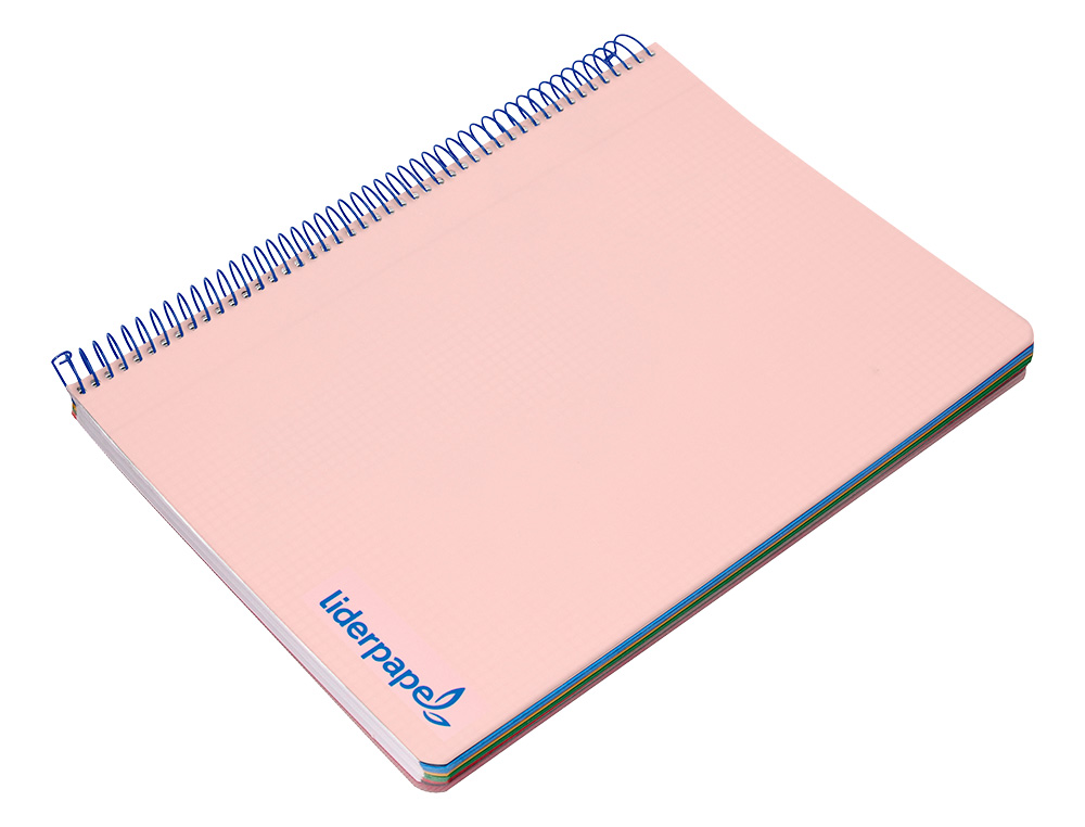 CUADERNO ESPIRAL LIDERPAPEL A5 MICRO WONDER TAPA PLASTICO 120H 90GR CUADRO 5MM 5 BANDAS 6 TALADROS COLOR ROSA
