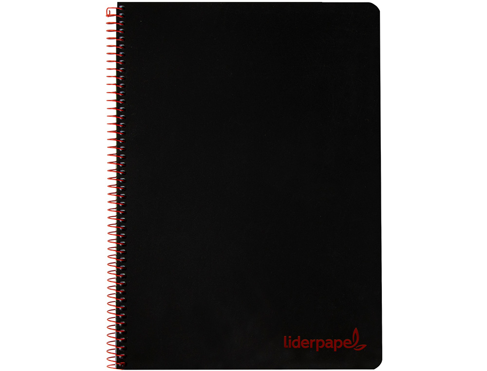 CUADERNO ESPIRAL LIDERPAPEL A5 MICRO WONDER TAPA PLASTICO 120H 90GR CUADRO 5MM 5 BANDAS 6 TALADROS COLOR NEGRO