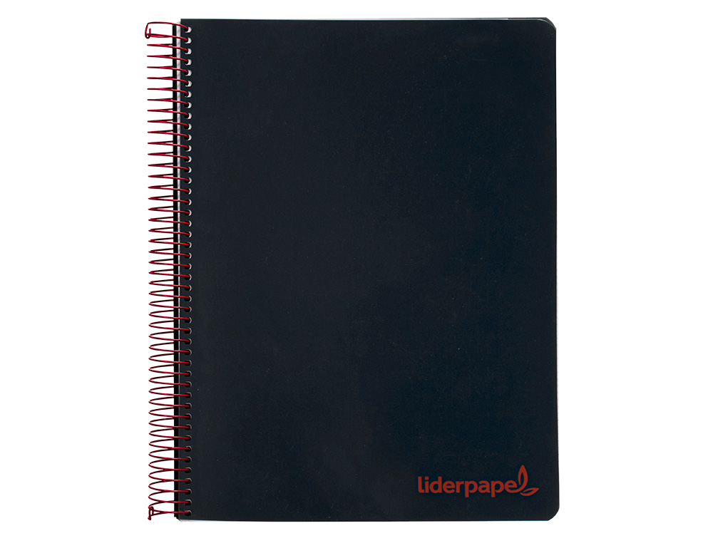 CUADERNO ESPIRAL LIDERPAPEL A5 MICRO WONDER TAPA PLASTICO 120H 90GR CUADRO 5MM 5 BANDAS 6 TALADROS COLOR NEGRO