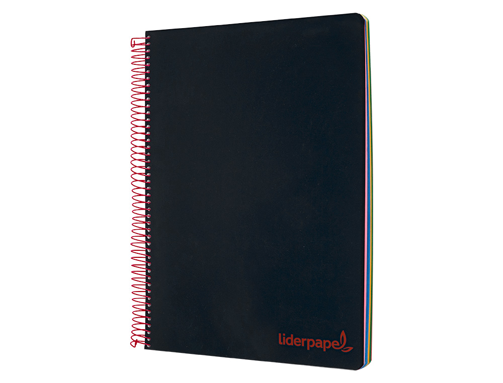 CUADERNO ESPIRAL LIDERPAPEL A5 MICRO WONDER TAPA PLASTICO 120H 90GR CUADRO 5MM 5 BANDAS 6 TALADROS COLOR NEGRO