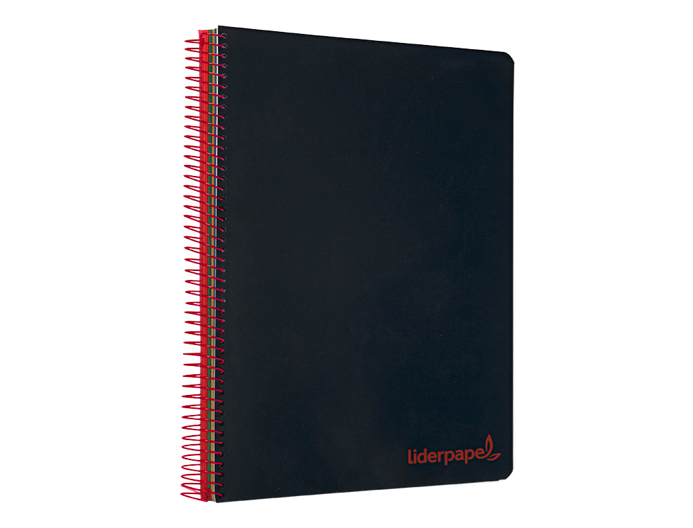 CUADERNO ESPIRAL LIDERPAPEL A5 MICRO WONDER TAPA PLASTICO 120H 90GR CUADRO 5MM 5 BANDAS 6 TALADROS COLOR NEGRO