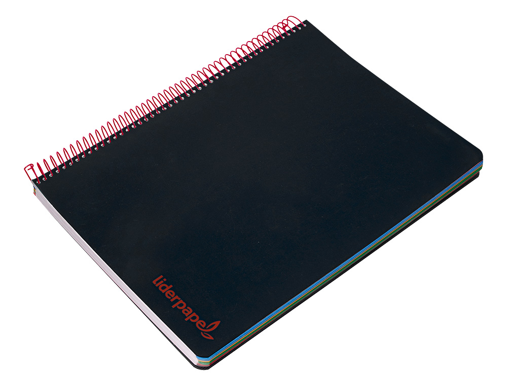 CUADERNO ESPIRAL LIDERPAPEL A5 MICRO WONDER TAPA PLASTICO 120H 90GR CUADRO 5MM 5 BANDAS 6 TALADROS COLOR NEGRO