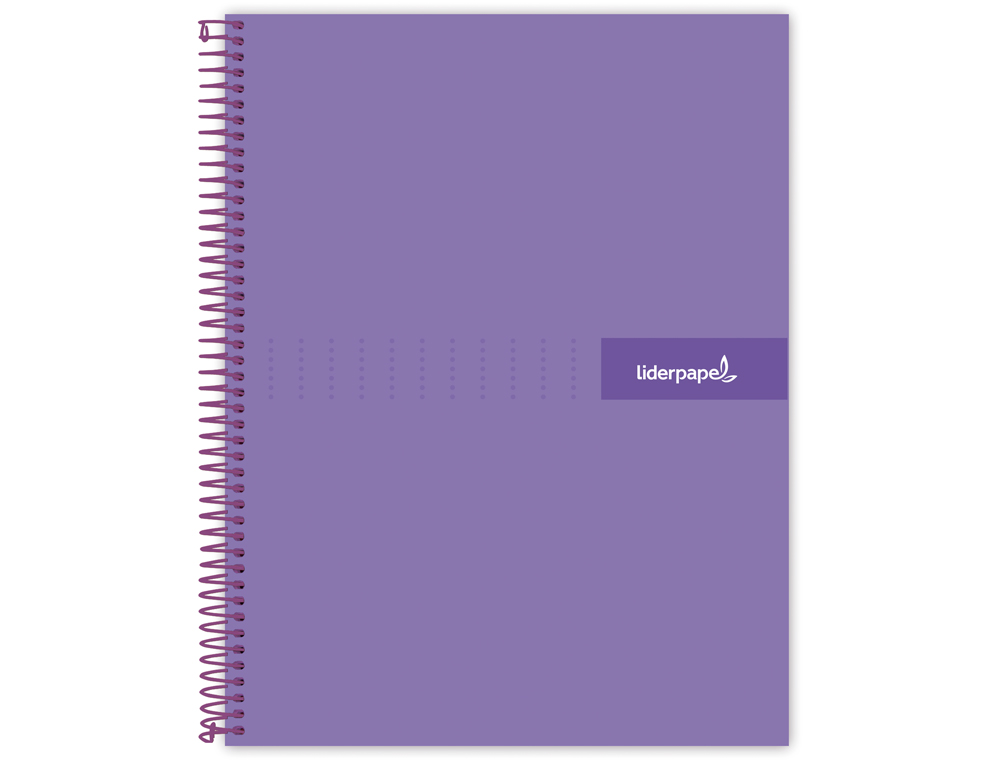 CUADERNO ESPIRAL LIDERPAPEL A5 MICRO CRAFTY TAPA FORRADA 120H 90GR CUADRO 5MM 5 BANDAS 6 TALADROS COLOR VIOLETA