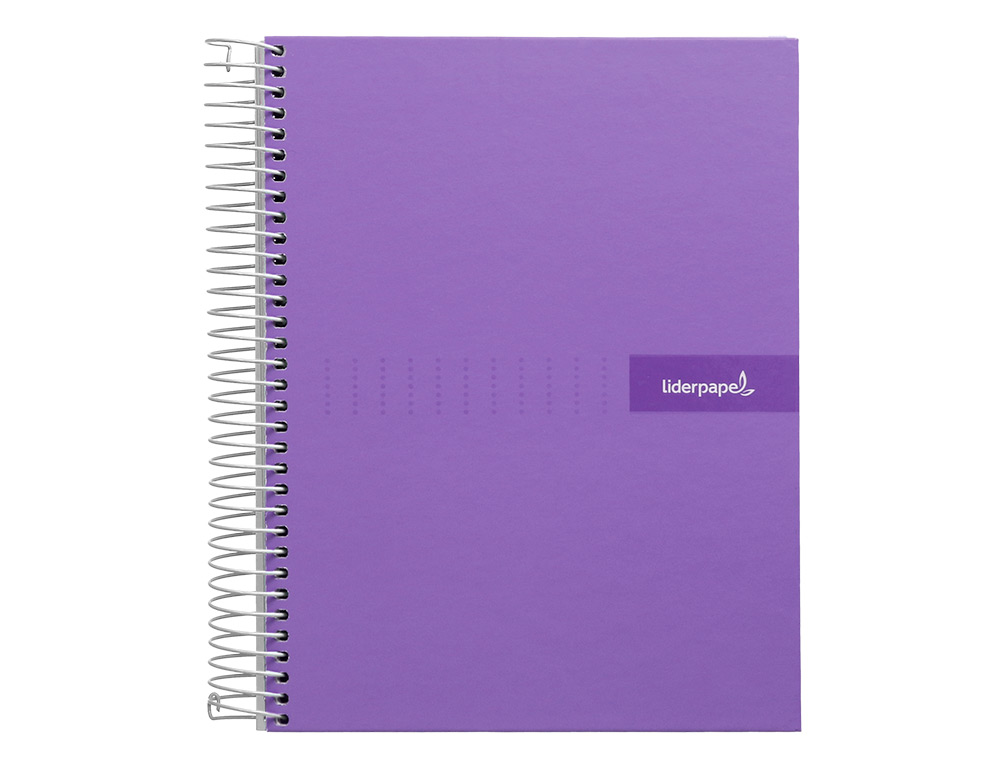 CUADERNO ESPIRAL LIDERPAPEL A5 MICRO CRAFTY TAPA FORRADA 120H 90GR CUADRO 5MM 5 BANDAS 6 TALADROS COLOR VIOLETA
