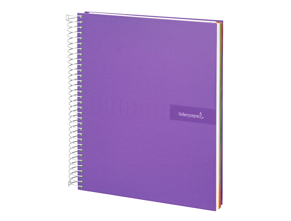 CUADERNO ESPIRAL LIDERPAPEL A5 MICRO CRAFTY TAPA FORRADA 120H 90GR CUADRO 5MM 5 BANDAS 6 TALADROS COLOR VIOLETA