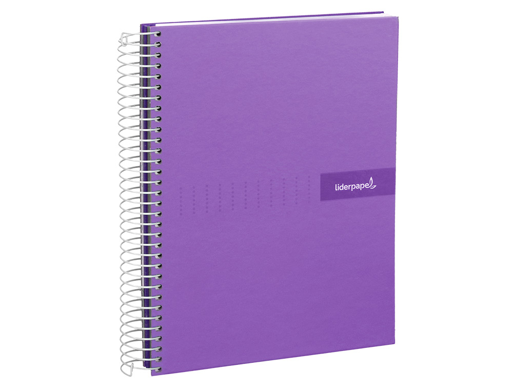 CUADERNO ESPIRAL LIDERPAPEL A5 MICRO CRAFTY TAPA FORRADA 120H 90GR CUADRO 5MM 5 BANDAS 6 TALADROS COLOR VIOLETA