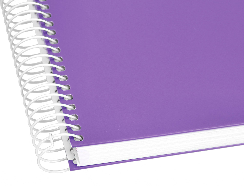 CUADERNO ESPIRAL LIDERPAPEL A5 MICRO CRAFTY TAPA FORRADA 120H 90GR CUADRO 5MM 5 BANDAS 6 TALADROS COLOR VIOLETA