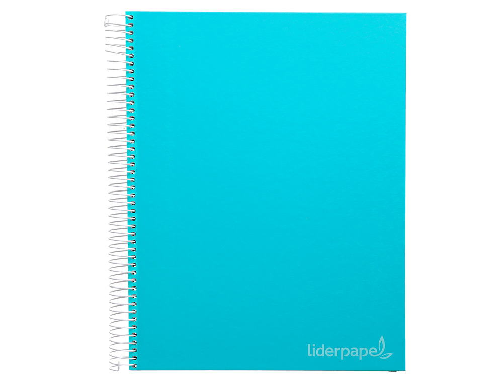 CUADERNO ESPIRAL LIDERPAPEL A4 MICRO JOLLY TAPA FORRADA 140H 75GR CUADRO 5MM 5 BANDAS 4 TALADROS COLOR CELESTE