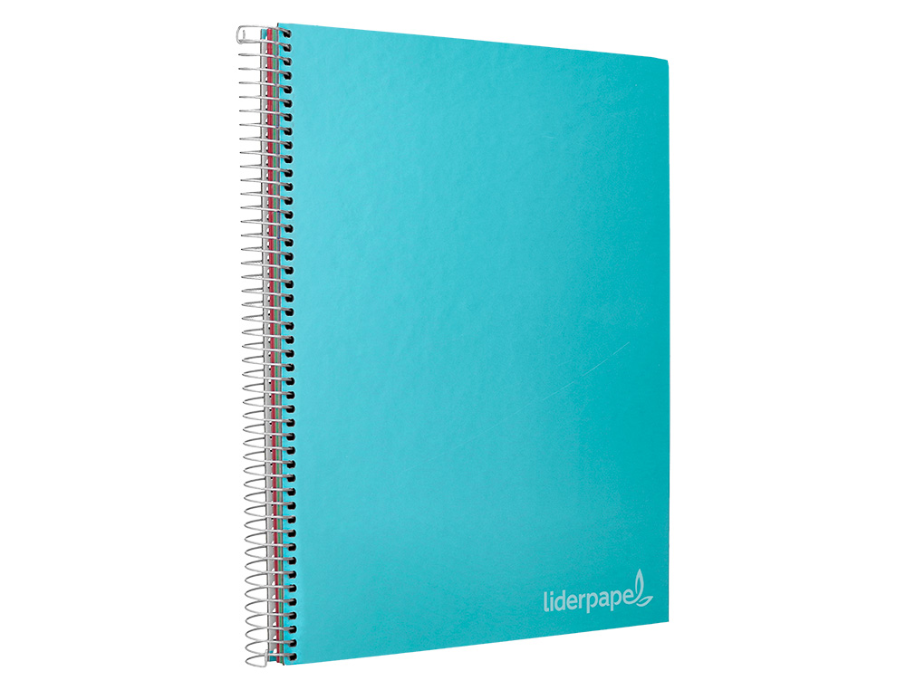 CUADERNO ESPIRAL LIDERPAPEL A4 MICRO JOLLY TAPA FORRADA 140H 75GR CUADRO 5MM 5 BANDAS 4 TALADROS COLOR CELESTE