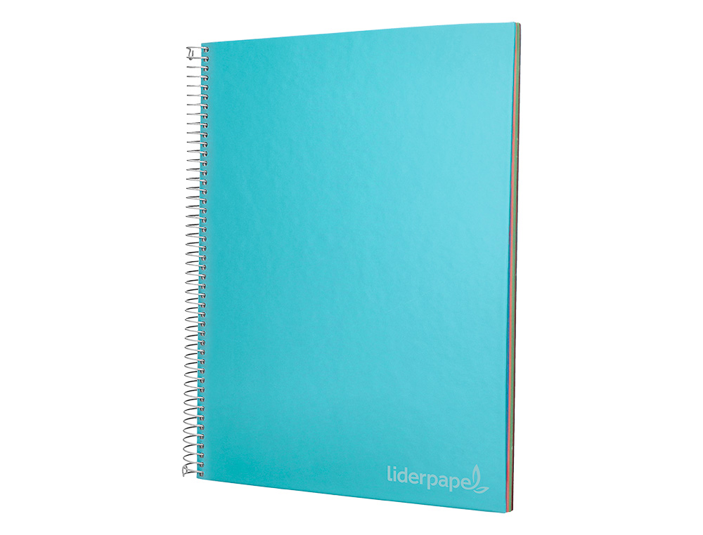 CUADERNO ESPIRAL LIDERPAPEL A4 MICRO JOLLY TAPA FORRADA 140H 75GR CUADRO 5MM 5 BANDAS 4 TALADROS COLOR CELESTE