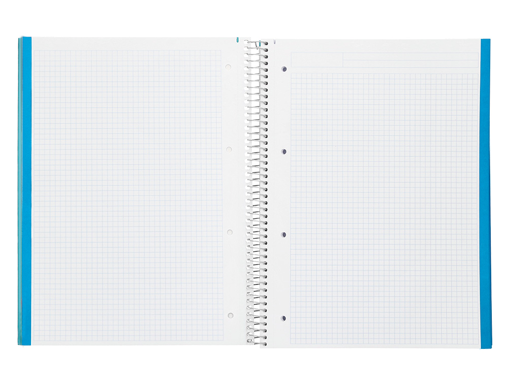 CUADERNO ESPIRAL LIDERPAPEL A4 MICRO JOLLY TAPA FORRADA 140H 75GR CUADRO 5MM 5 BANDAS 4 TALADROS COLOR CELESTE