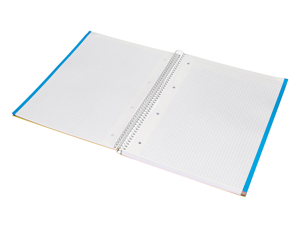 CUADERNO ESPIRAL LIDERPAPEL A4 MICRO JOLLY TAPA FORRADA 140H 75GR CUADRO 5MM 5 BANDAS 4 TALADROS COLOR AMARILLO