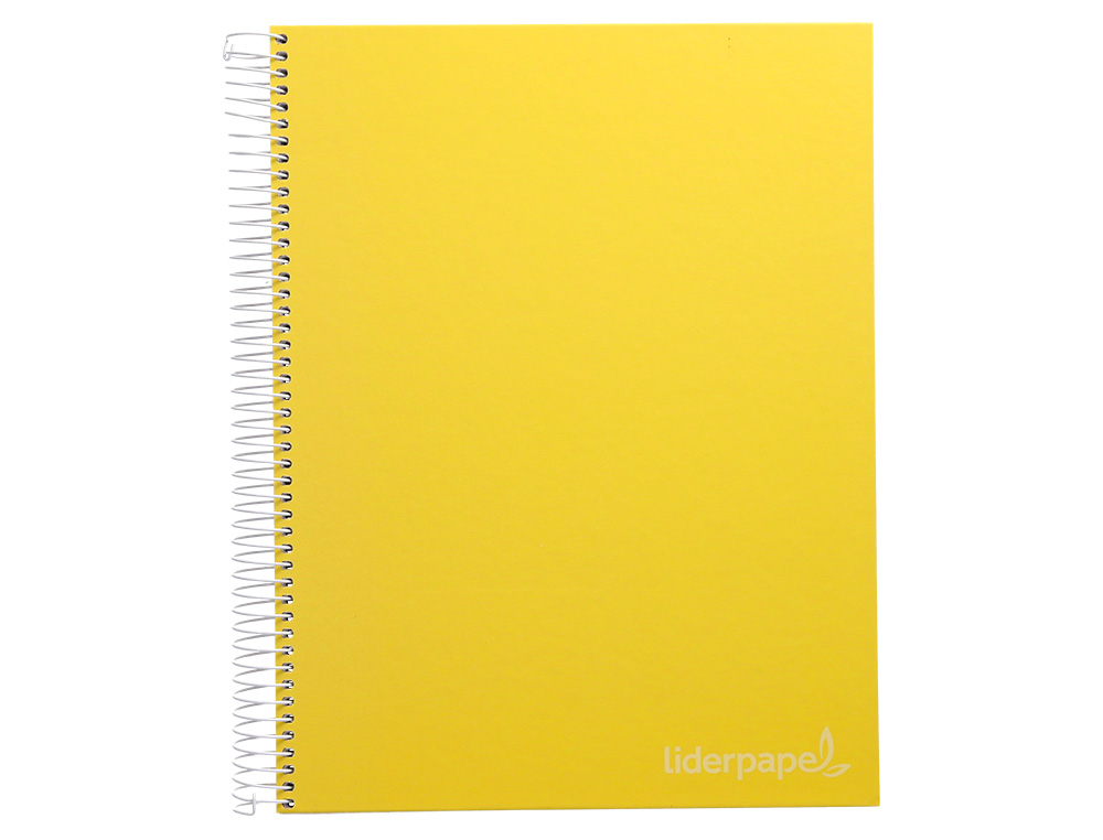 CUADERNO ESPIRAL LIDERPAPEL A4 MICRO JOLLY TAPA FORRADA 140H 75GR CUADRO 5MM 5 BANDAS 4 TALADROS COLOR AMARILLO