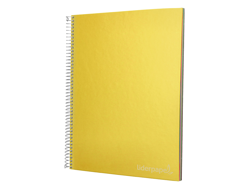 CUADERNO ESPIRAL LIDERPAPEL A4 MICRO JOLLY TAPA FORRADA 140H 75GR CUADRO 5MM 5 BANDAS 4 TALADROS COLOR AMARILLO