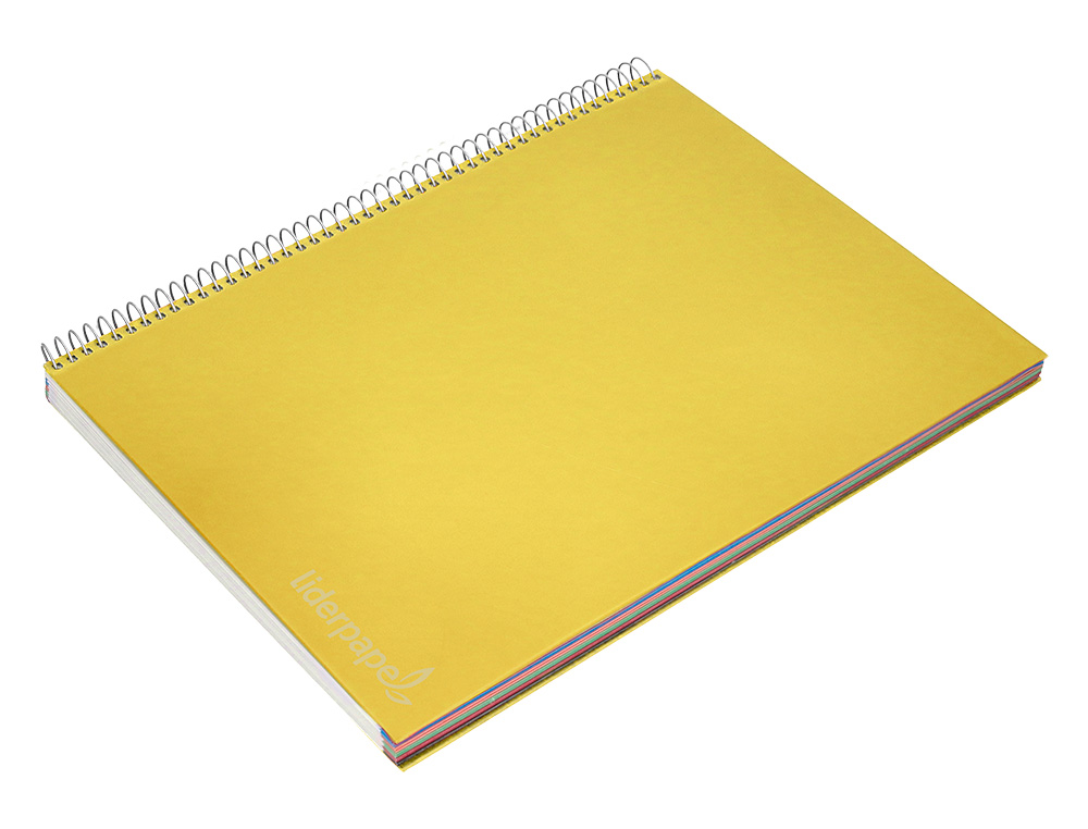 CUADERNO ESPIRAL LIDERPAPEL A4 MICRO JOLLY TAPA FORRADA 140H 75GR CUADRO 5MM 5 BANDAS 4 TALADROS COLOR AMARILLO