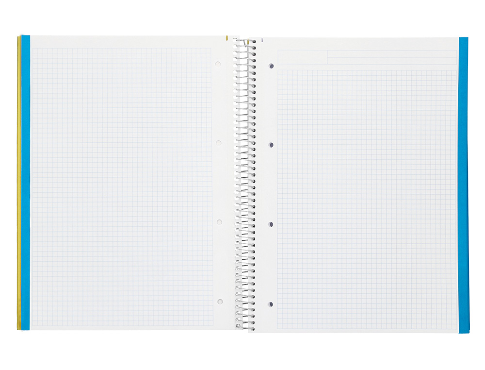 CUADERNO ESPIRAL LIDERPAPEL A4 MICRO JOLLY TAPA FORRADA 140H 75GR CUADRO 5MM 5 BANDAS 4 TALADROS COLOR AMARILLO