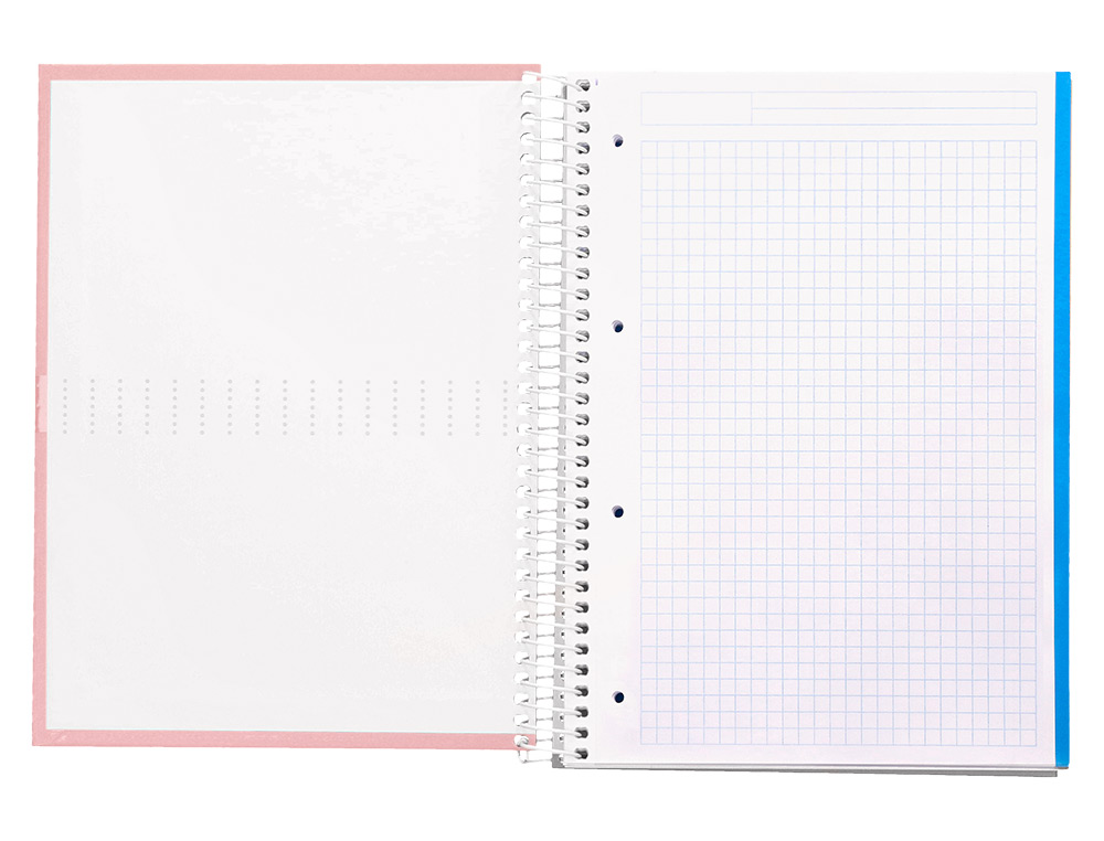 CUADERNO ESPIRAL LIDERPAPEL A4 MICRO CRAFTY TAPA FORRADA 120H 90 GR CUADRO 5MM 5 BANDAS 4 COLORES COLOR ROSA