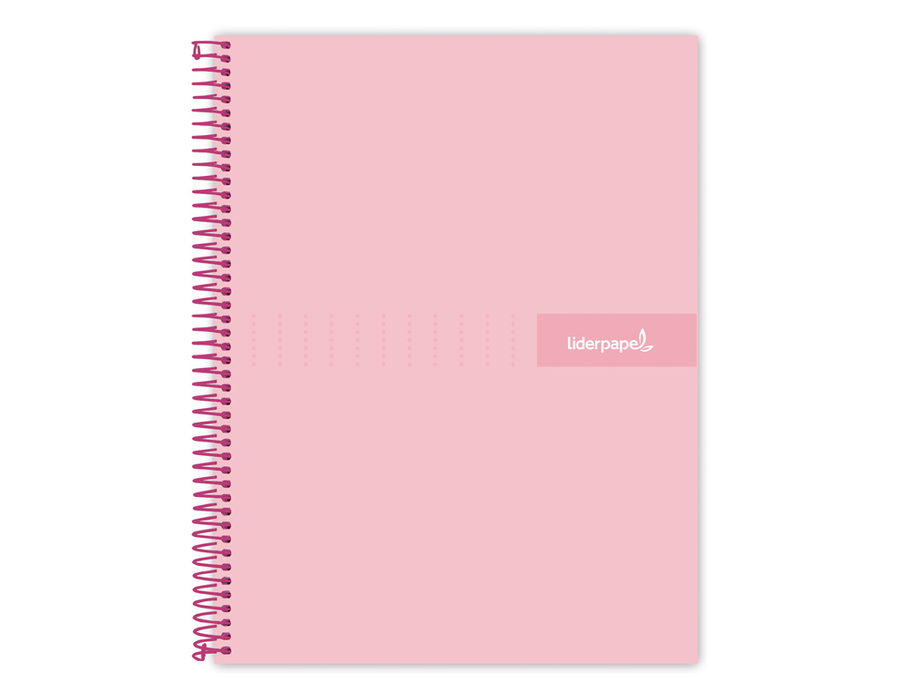 CUADERNO ESPIRAL LIDERPAPEL A4 MICRO CRAFTY TAPA FORRADA 120H 90 GR CUADRO 5MM 5 BANDAS 4 COLORES COLOR ROSA