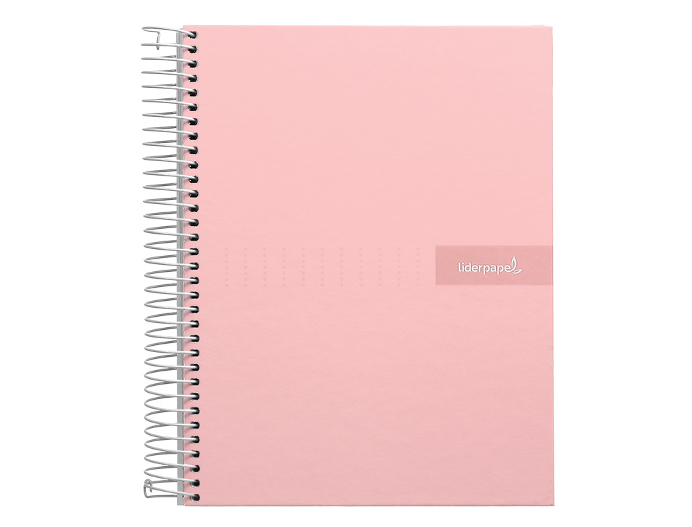 CUADERNO ESPIRAL LIDERPAPEL A4 MICRO CRAFTY TAPA FORRADA 120H 90 GR CUADRO 5MM 5 BANDAS 4 COLORES COLOR ROSA