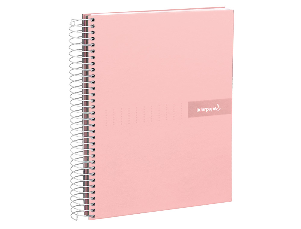 CUADERNO ESPIRAL LIDERPAPEL A4 MICRO CRAFTY TAPA FORRADA 120H 90 GR CUADRO 5MM 5 BANDAS 4 COLORES COLOR ROSA