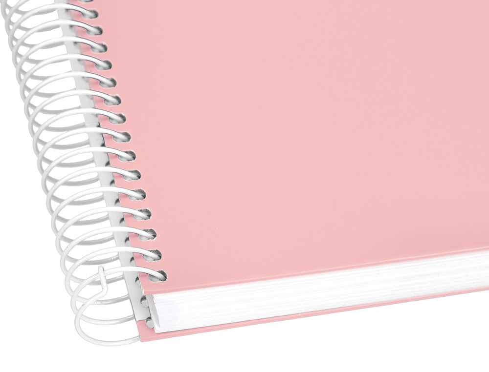 CUADERNO ESPIRAL LIDERPAPEL A4 MICRO CRAFTY TAPA FORRADA 120H 90 GR CUADRO 5MM 5 BANDAS 4 COLORES COLOR ROSA