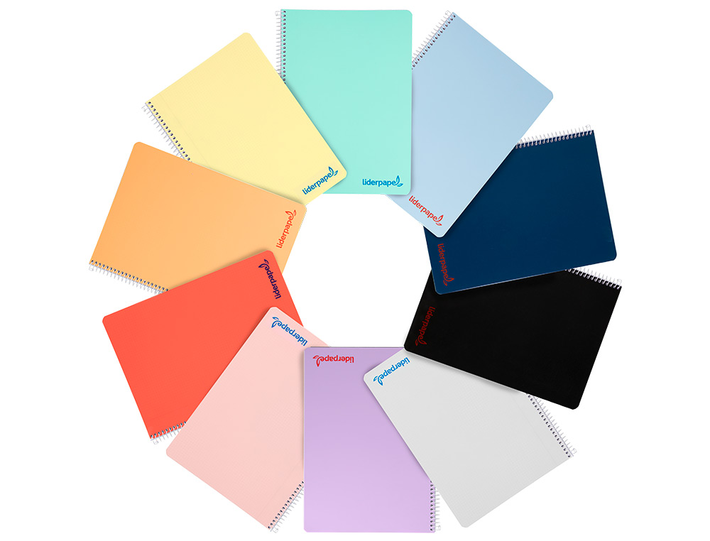 CUADERNO ESPIRAL LIDERPAPEL A4 WONDER TAPA PLASTICO 80H 90GR LISO COLORES SURTIDOS