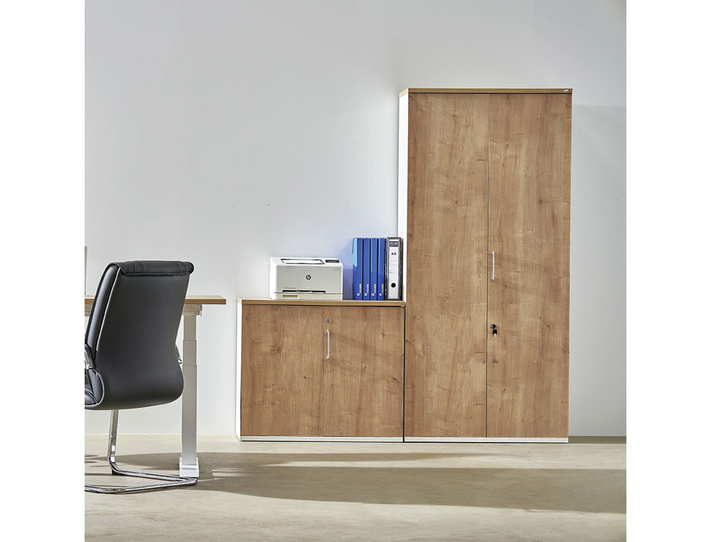 ARMARIO ROCADA CON CUATRO ESTANTES SERIE STORE 195X90X45 CM ACABADO HAYA/HAYA