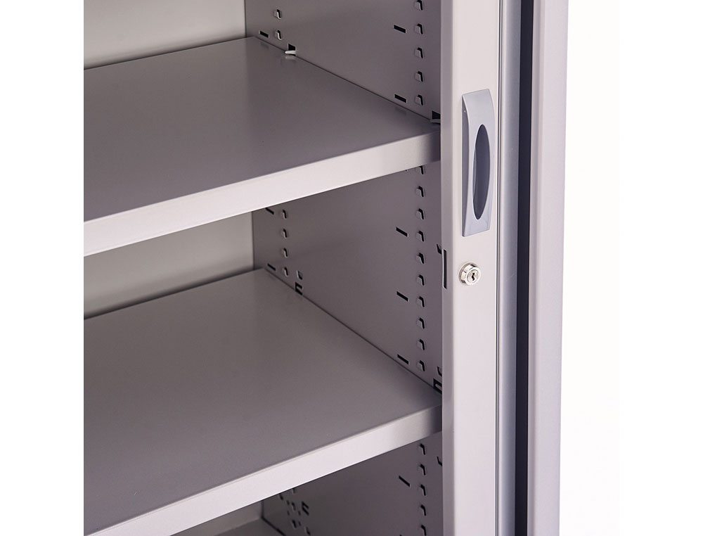 ARMARIO METALICO ROCADA DOS PUERTAS TIPO PERSIANA CON CUATRO BALDAS SERIE STORE 198X120X45 CM GRIS/GRIS