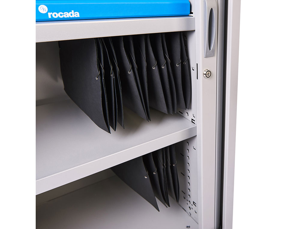 ARMARIO METALICO ROCADA DOS PUERTAS TIPO PERSIANA CON CUATRO BALDAS SERIE STORE 198X120X45 CM GRIS/GRIS