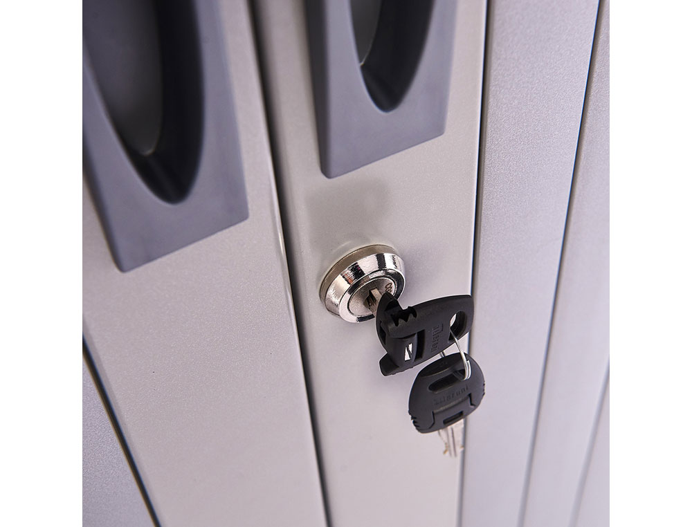 ARMARIO METALICO ROCADA DOS PUERTAS TIPO PERSIANA CON CUATRO BALDAS SERIE STORE 198X120X45 CM GRIS/GRIS